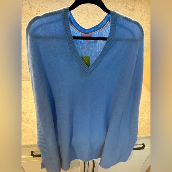 Lilly Pulitzer 100% Cashmere Pullover Poncho Sweater, Size M/L, NWT - Picture 3 of 9
